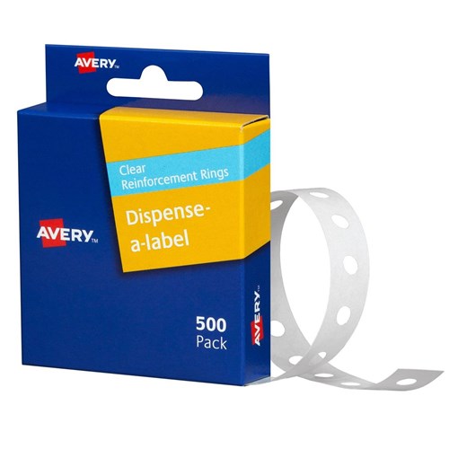 Avery Ring Reinforcements Vinyl 14mm Clear box of 250_2